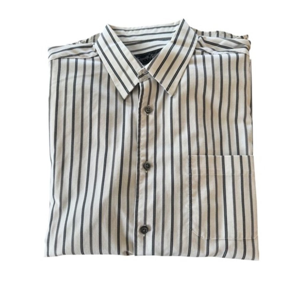 Kenneth Roberts Platinum Men's XL Striped Button-Down Shirt‎ 100% Cotton RN59016